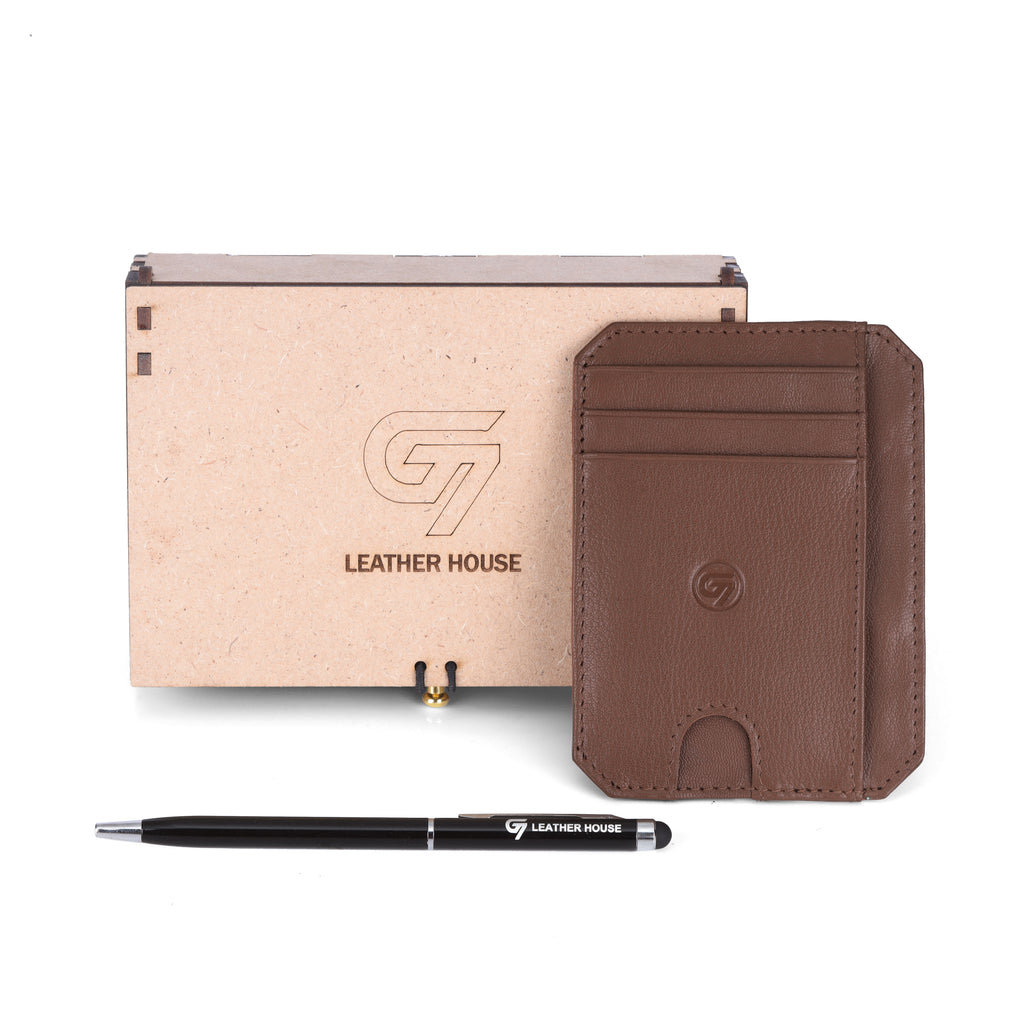 G7 SHARP PATTERN MEN'S LEATHER CARD WALLET
