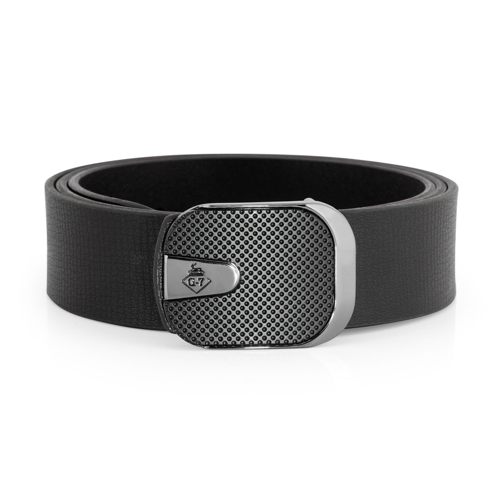 G7 ARLO MEN'S BLACK & SILVER LEATHER BELT FOR MEN