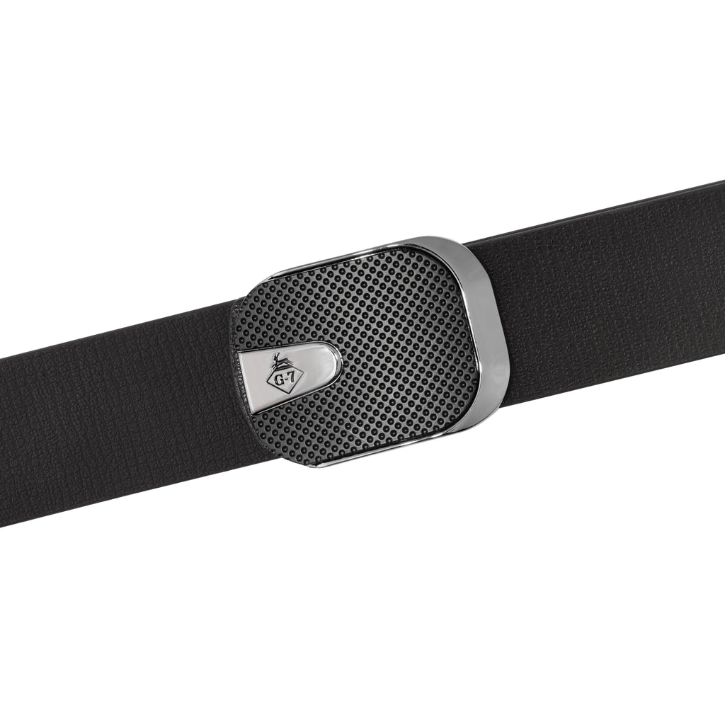 G7 ARLO MEN'S BLACK & SILVER LEATHER BELT FOR MEN