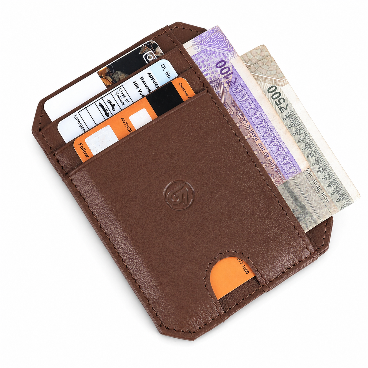 G7 SHARP PATTERN MEN'S LEATHER CARD WALLET