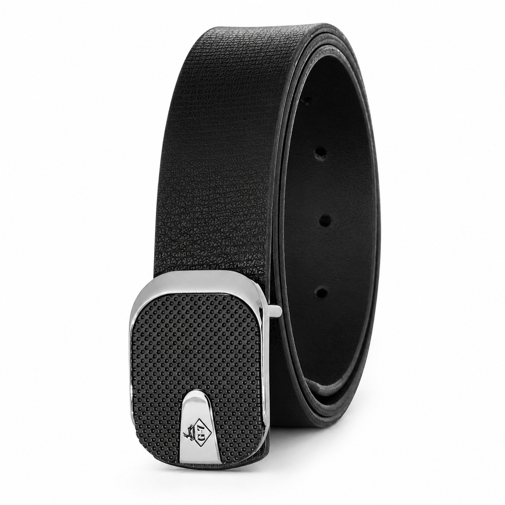 G7 ARLO MEN'S BLACK & SILVER LEATHER BELT FOR MEN
