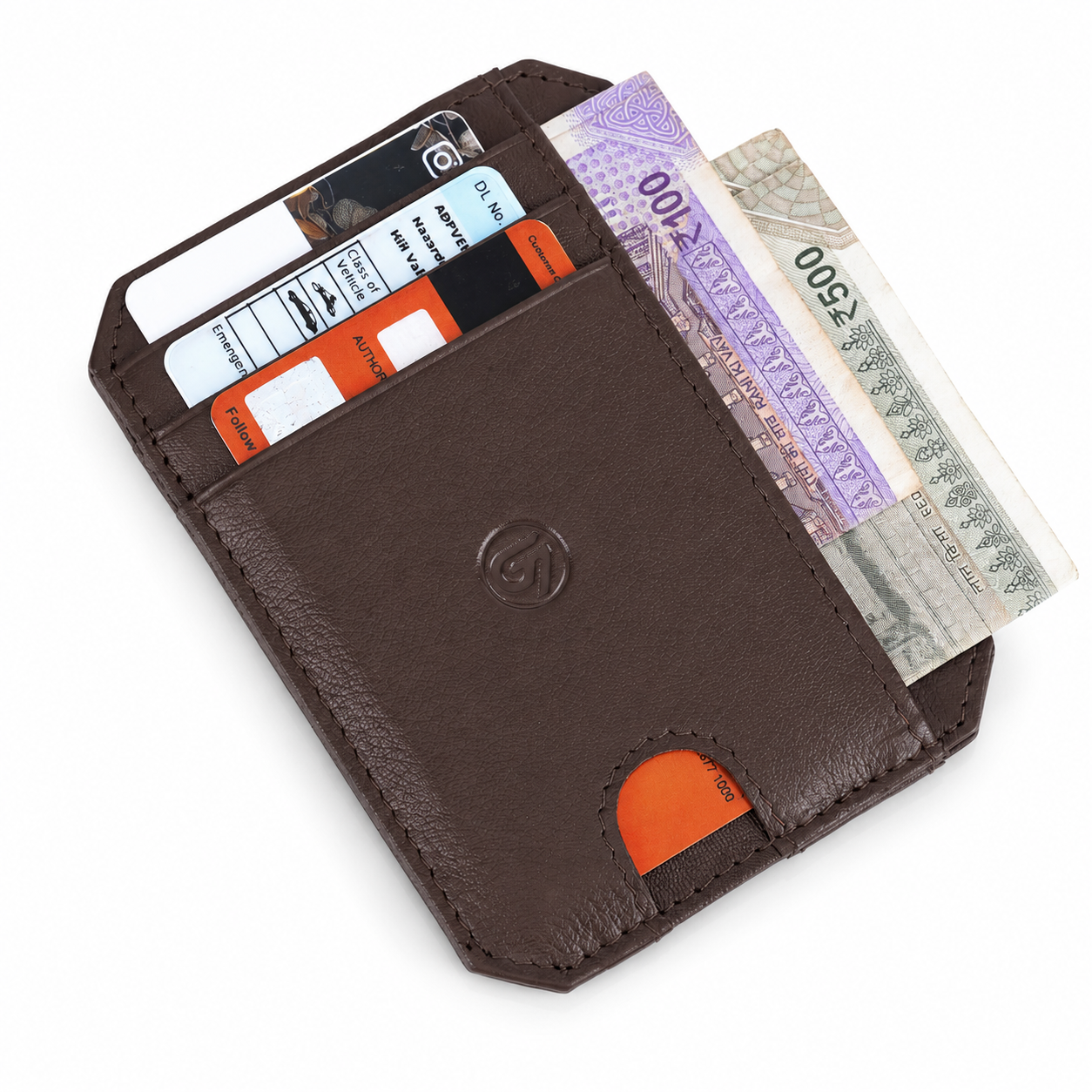 G7 SHARP PATTERN MEN'S LEATHER CARD WALLET